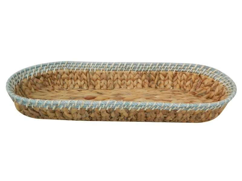 Exquisite Water Hyacinth Oval Basket with Rope Rim - Handwoven Home Storage Solutions